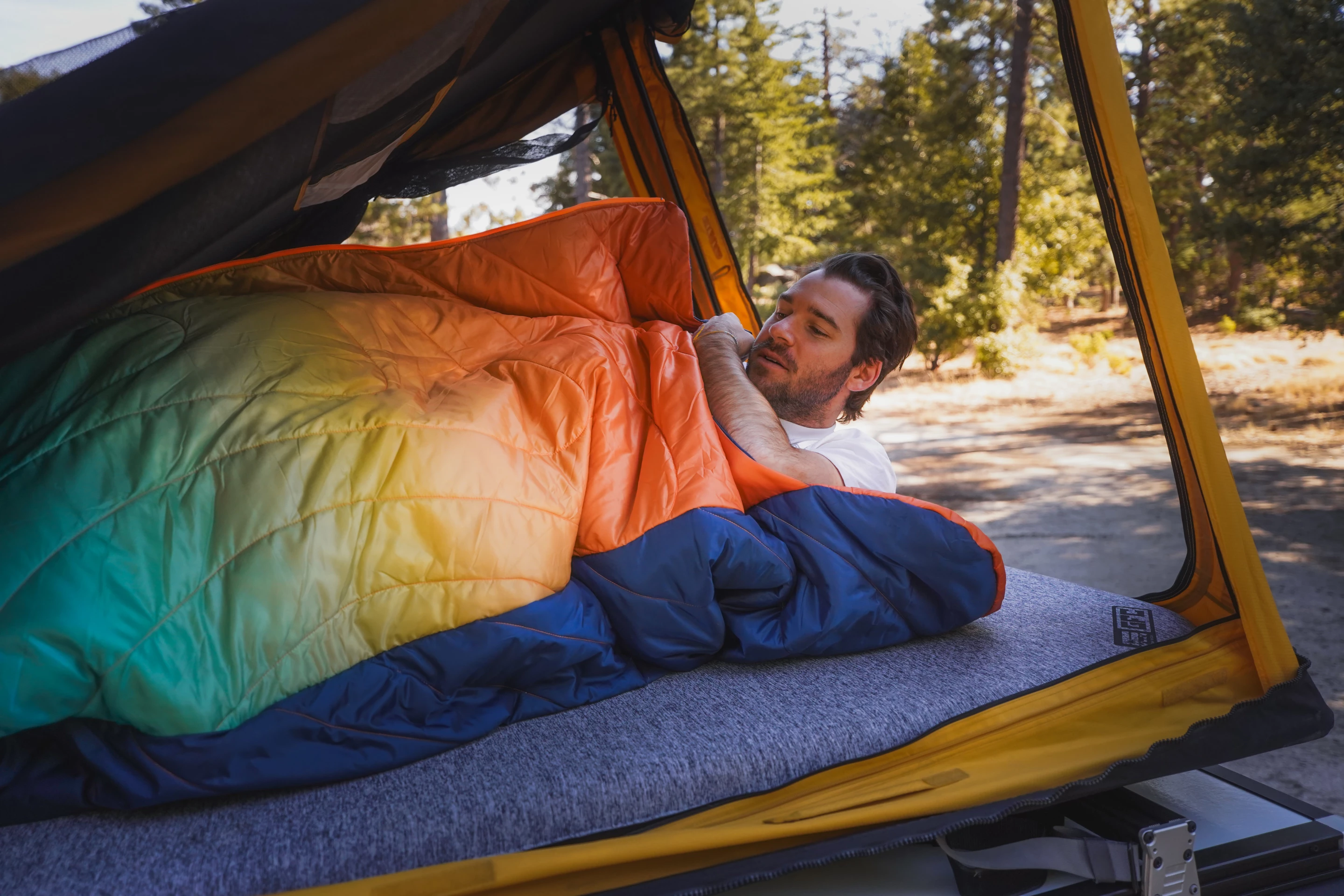 The Wrap Sack is half big, puffy blanket and half sleeping bag