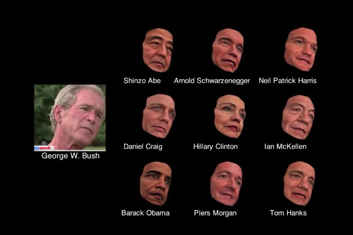 The technique makes it look like words said by George Bush are actually being spoken by other people