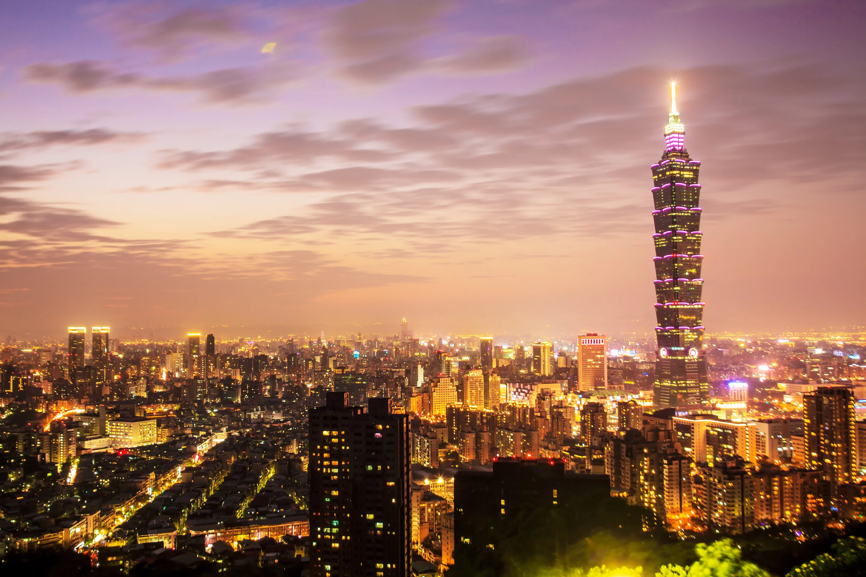 Taipei 101 - designed to mimic the segmented structure of bamboo, it stands 509 metres high.