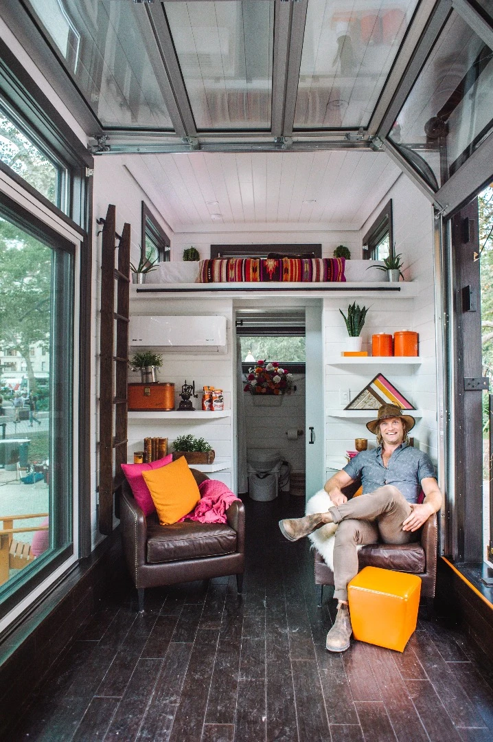 The Home That Runs on Dunkin's walls are finished in shiplap