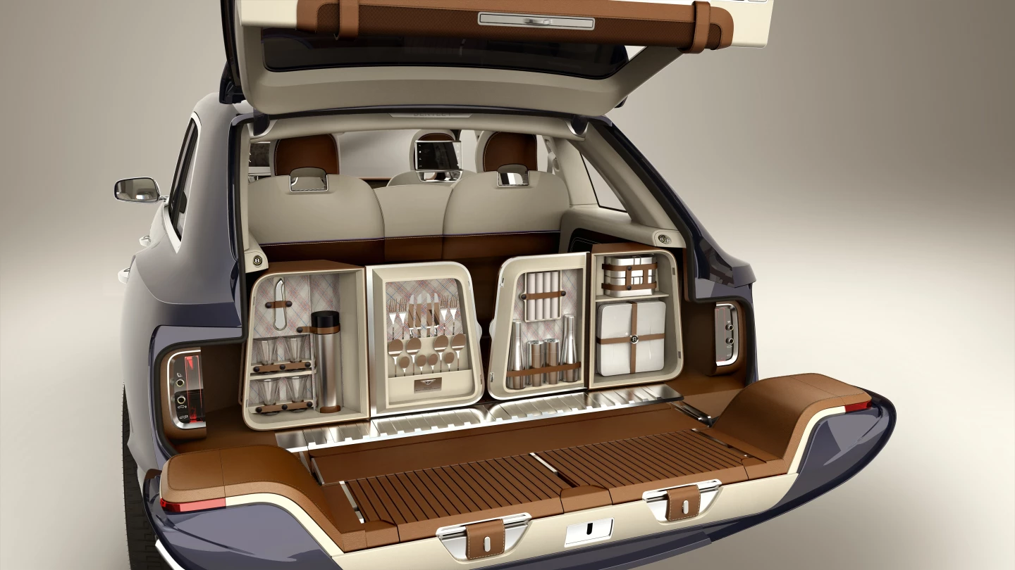 The interior of the Bentley EXP 9 F all-wheel drive luxury Sport Utility Vehicle