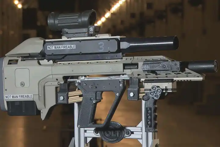 A new smart weapon being developed for the Canadian Armed Forces bristles with technology (Photo: Jocelyn Tessier, DRDC)
