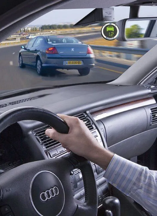 Mobileye's warning system alerts drivers to imminent forward collisions and other driving hazards
