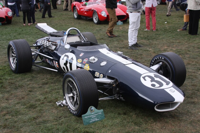 The winner of the Gran Turismo Trophy and third in Class V (1960s Indianapolis 500 Revolution) was this 1966 All American Racers Eagle Special, owned by Bruce Canepa, Scotts Valley, California