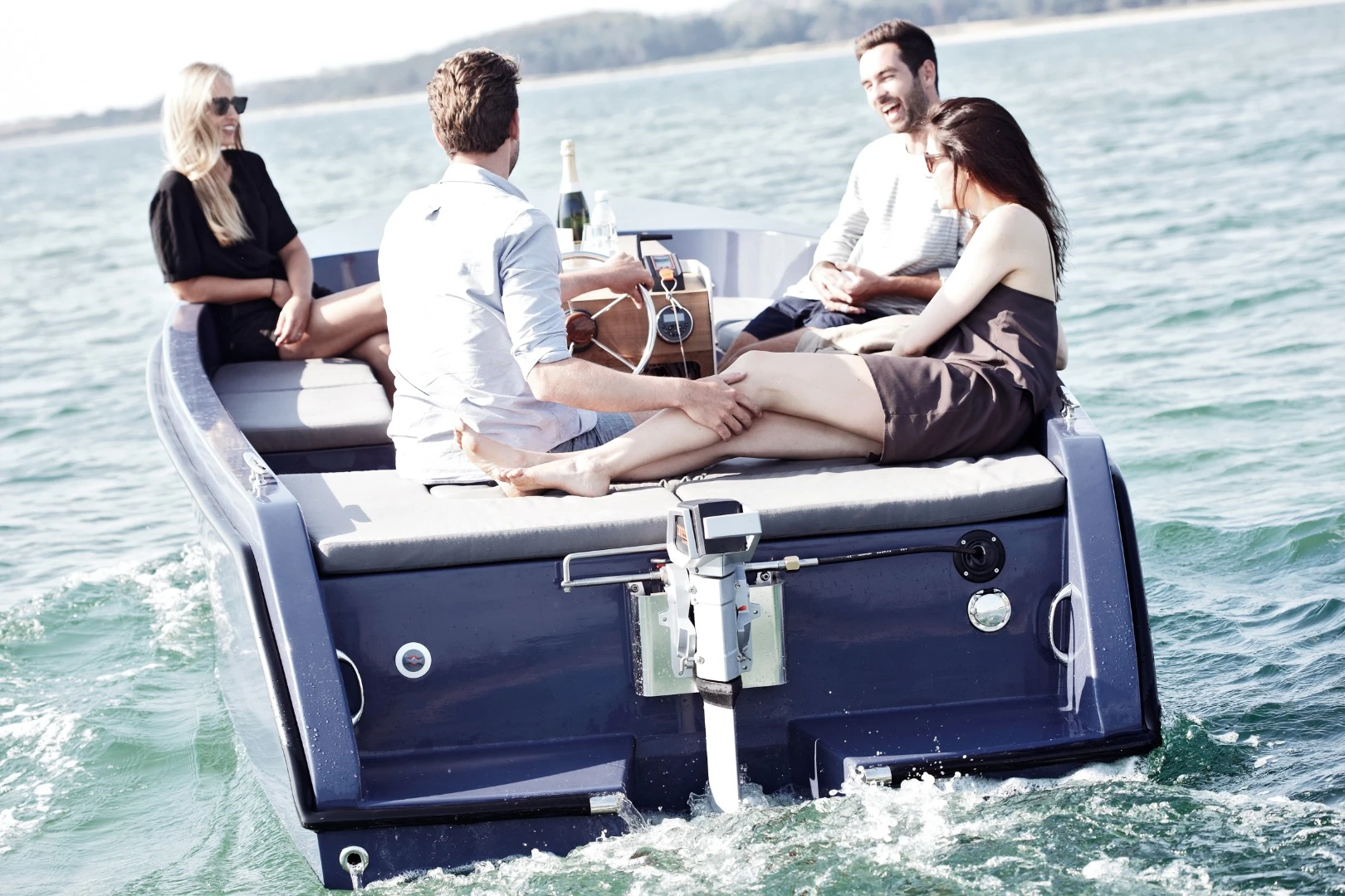 The Rand Boats are powered by an electric outboard motor