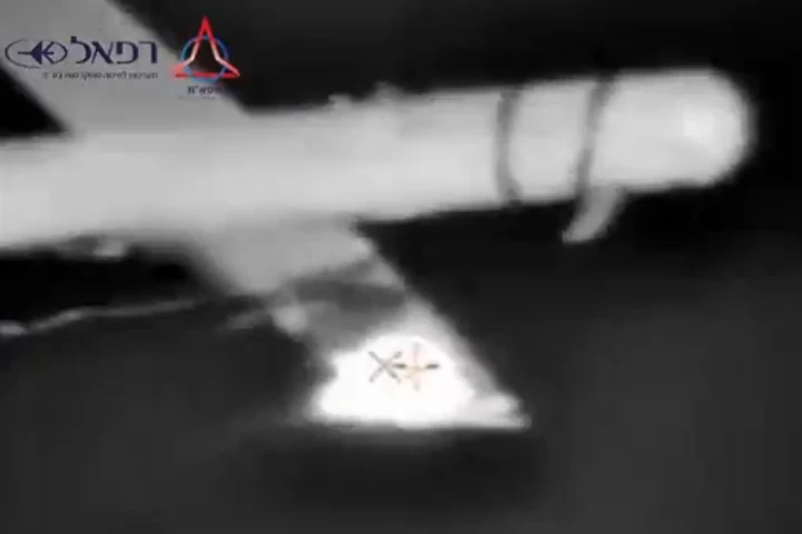 The high-energy laser destroying a drone's wing