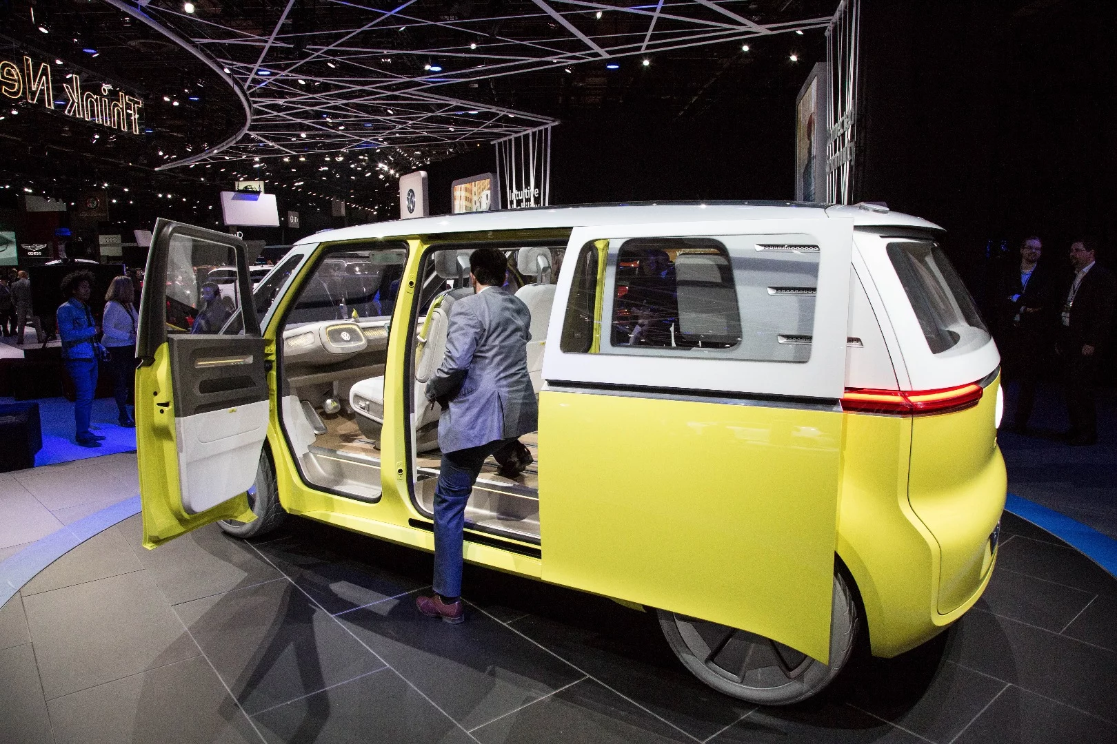 The new VW I.D Buzz on the floor of the Detroit Auto Show