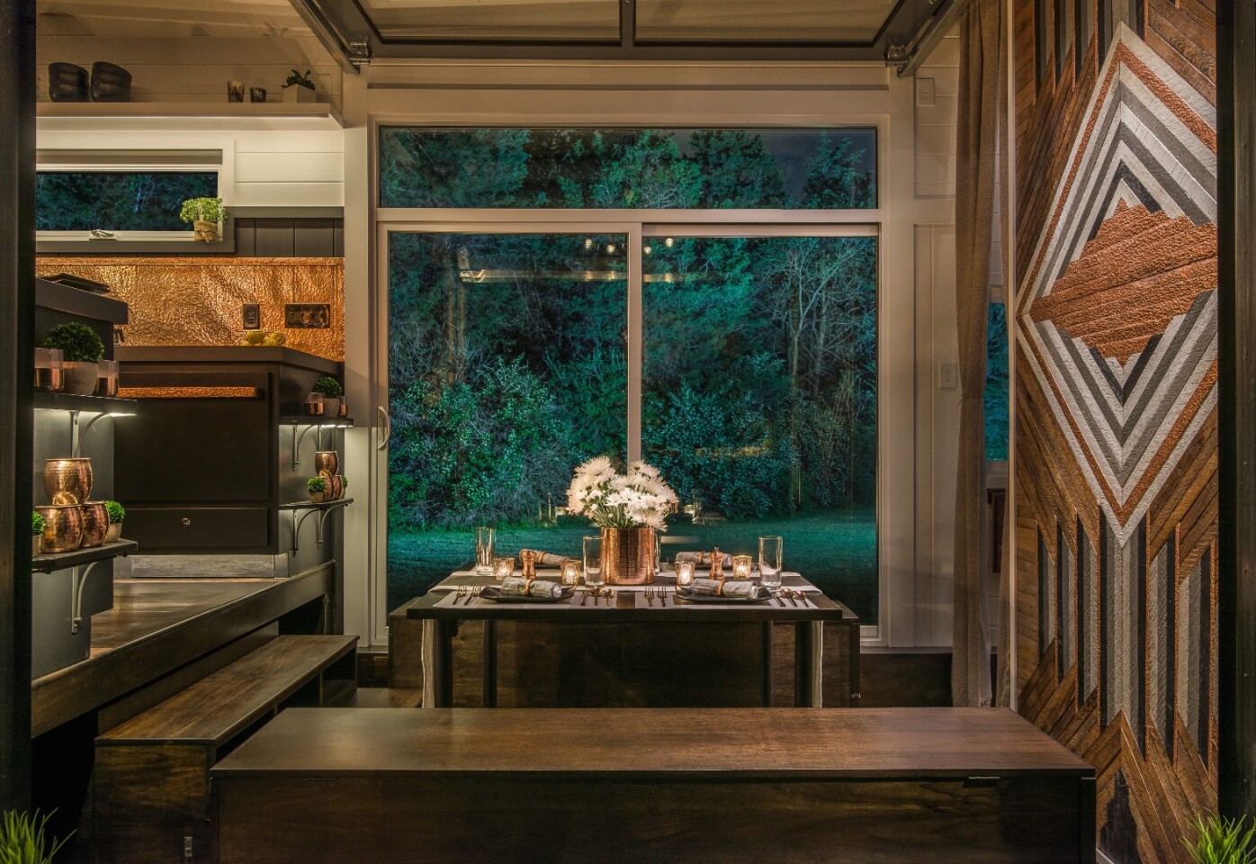 The Escher's large dining table
