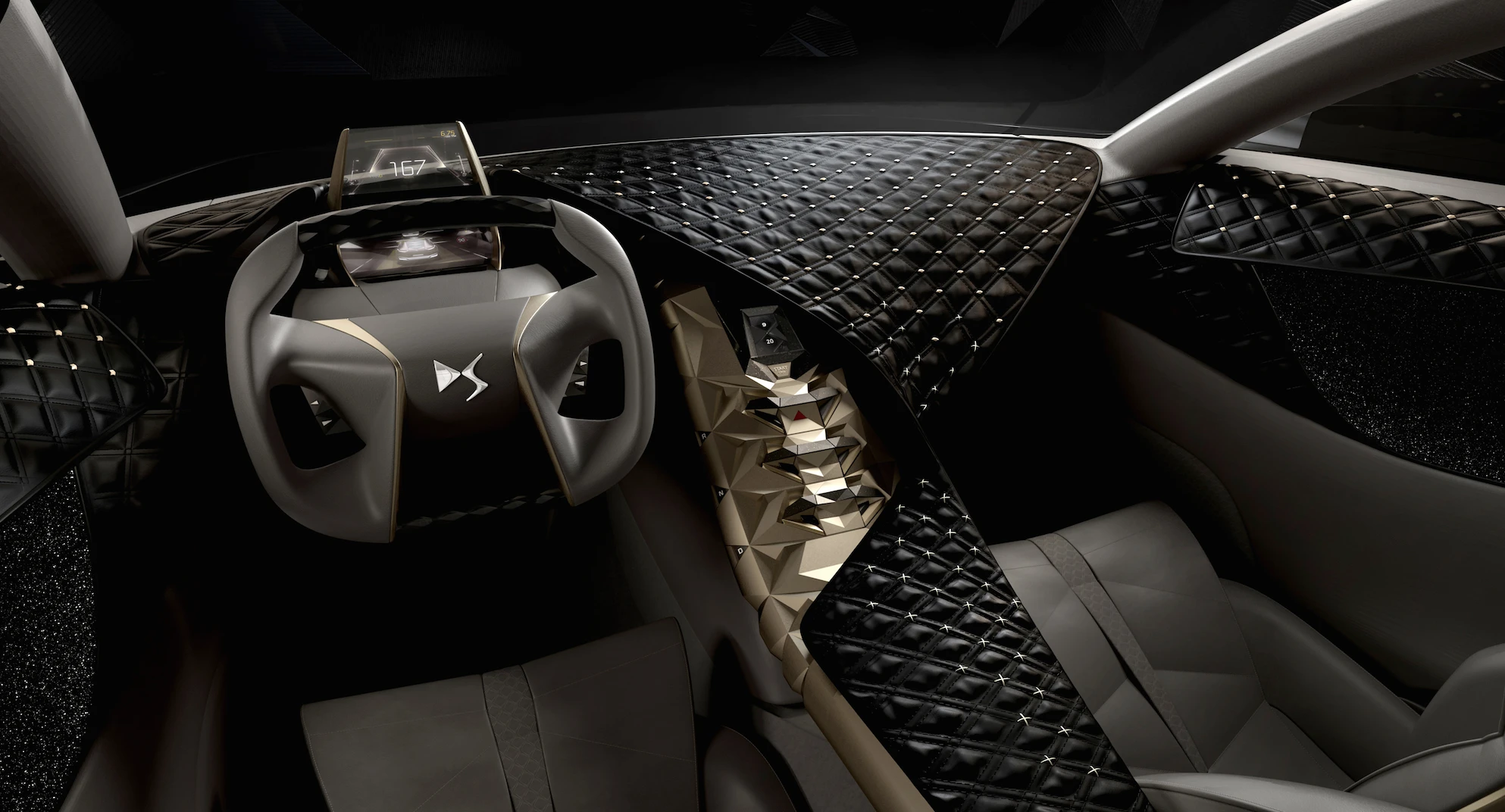 The car's instrument binnacle replaced by a heads-up display
