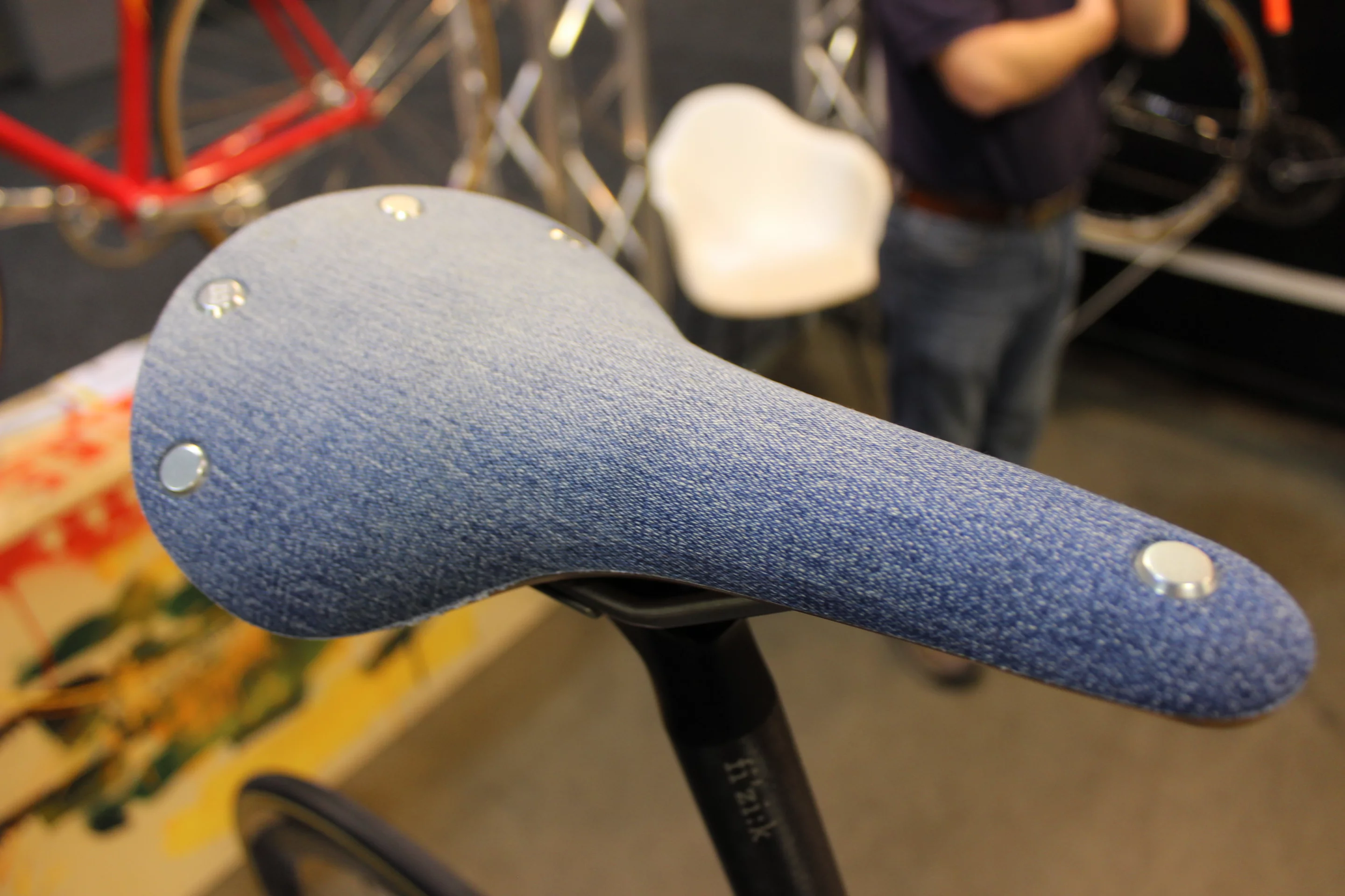 Some of the Dario Pegoretti bikes featured Fizik saddles upholstered in denim ...