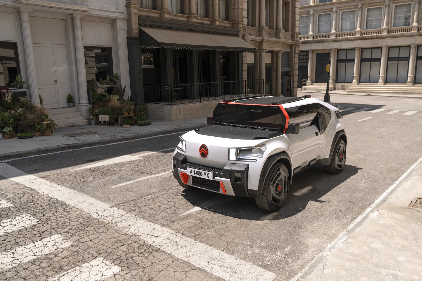 The Oli features polypropylene bumpers with 50 percent recycled content developed by Plastic Omnium