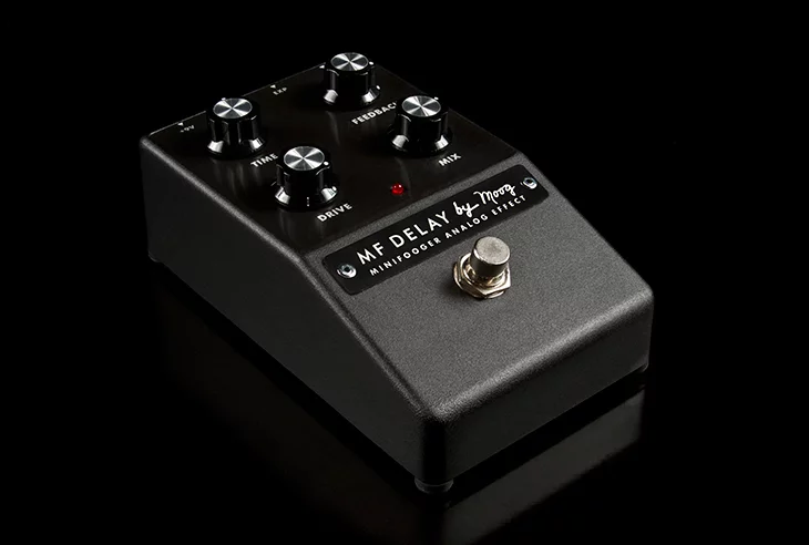 The Moog MF Delay has an analog delay repeat range from 35 ms to 700 ms