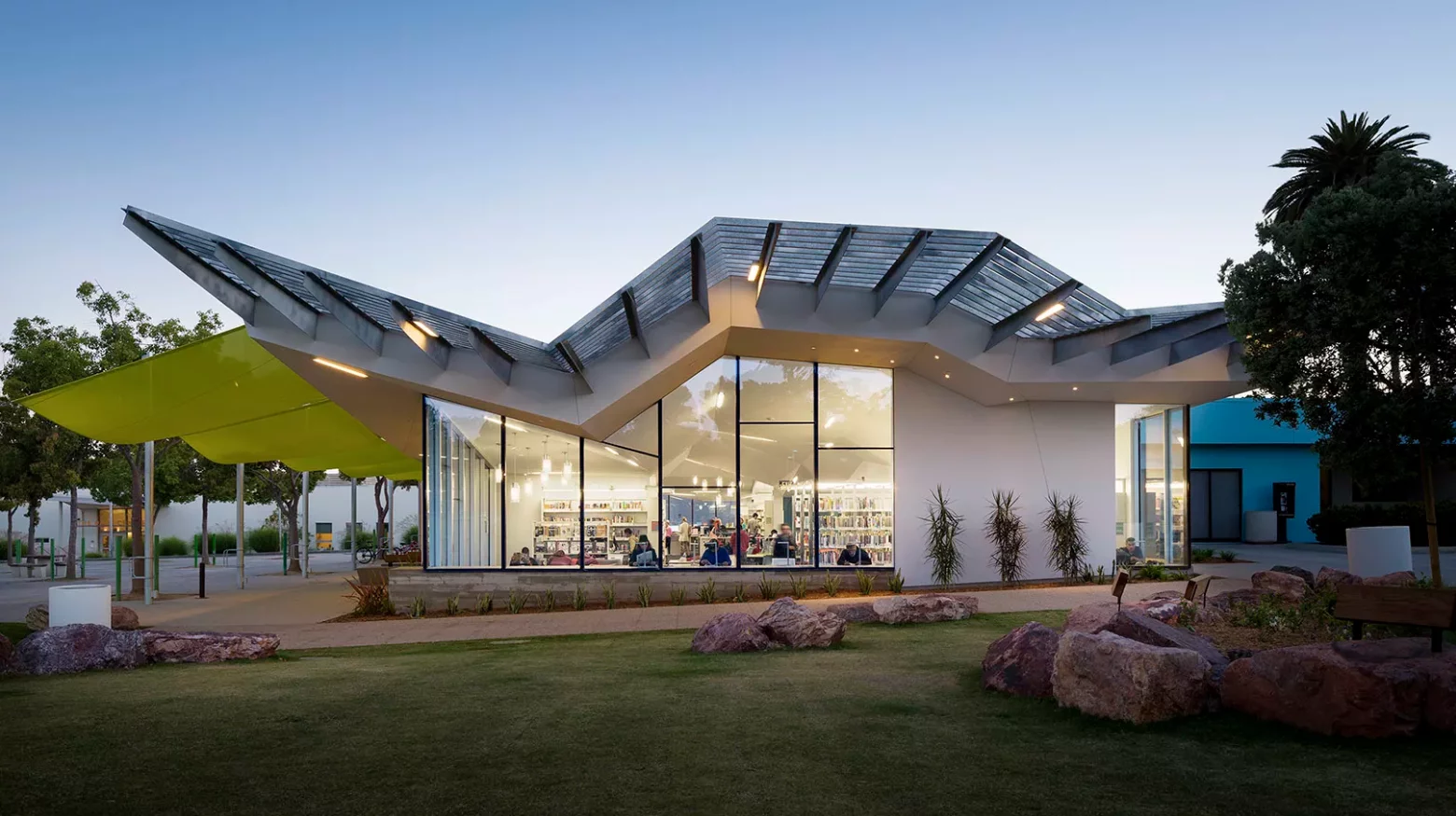 Recipient of a 2018 AIA/ALA Library Building Awards for excellence in architectural design: Pico Branch Library in Santa Monica, California, by Koning Eizenberg Architecture, Inc.