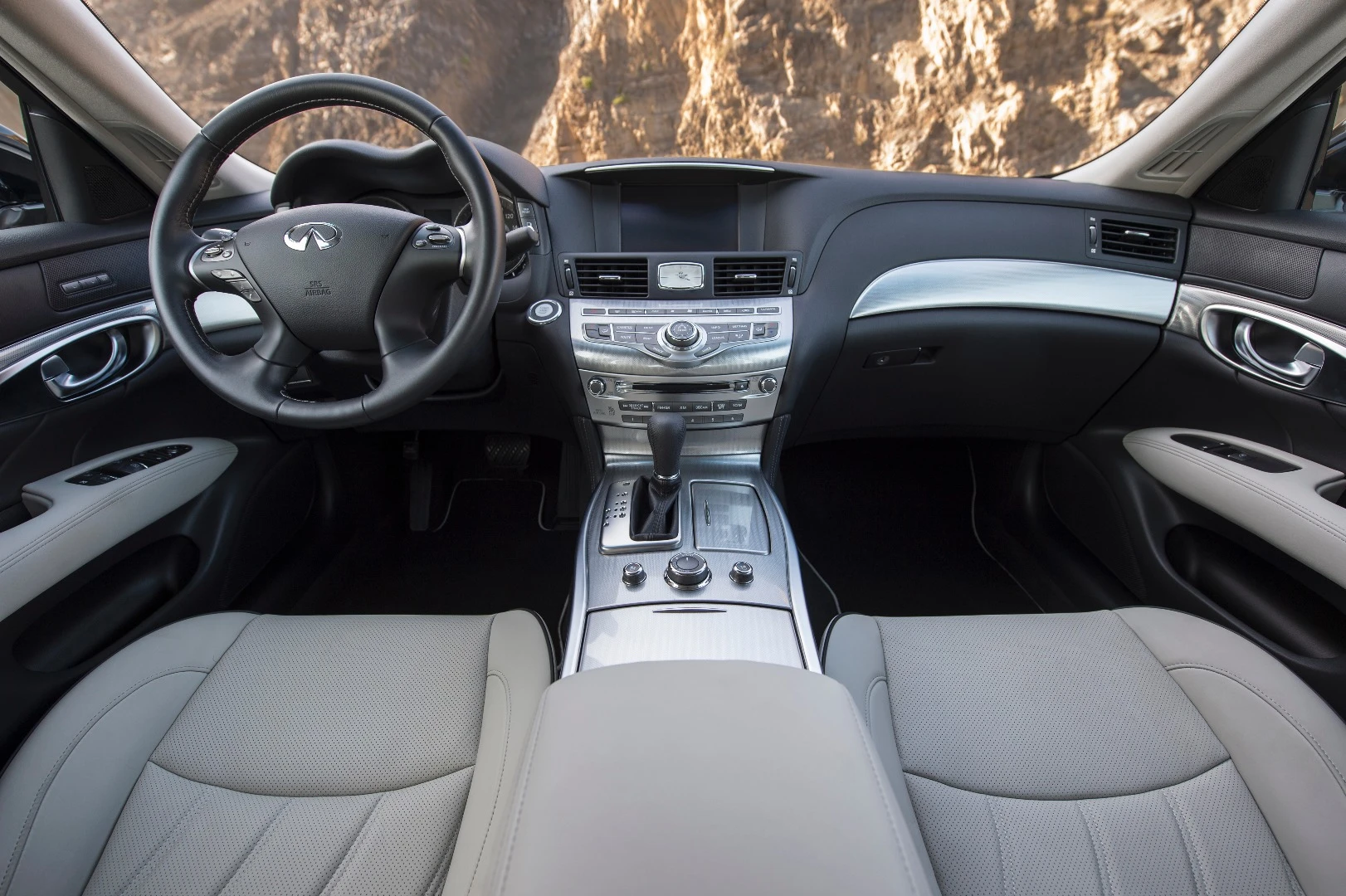 The Q70's cabin is clean and well-designed, with a nicely-placed central control stack for infotainment, radio, and climate controls