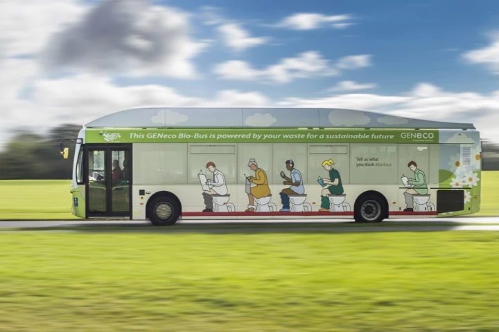 The Geneco Bio-Bus is powered by gas produced from human and food waste