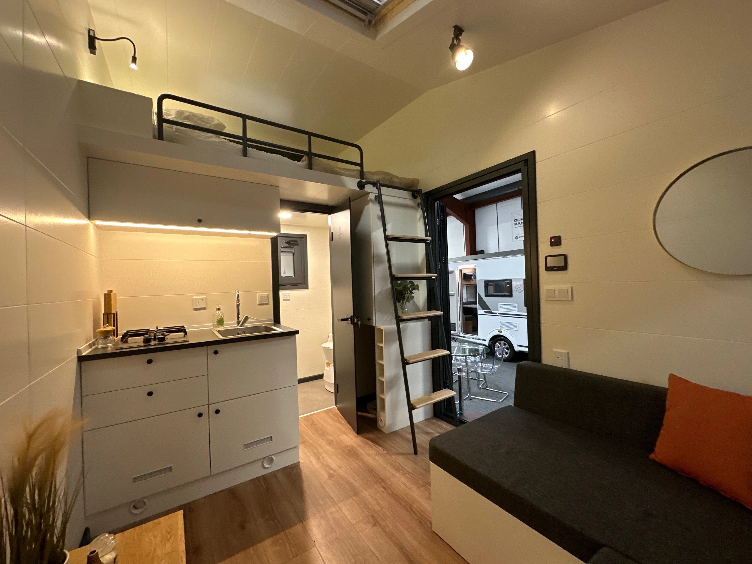 The Mo.5 450's bedroom is reached by a removable ladder
