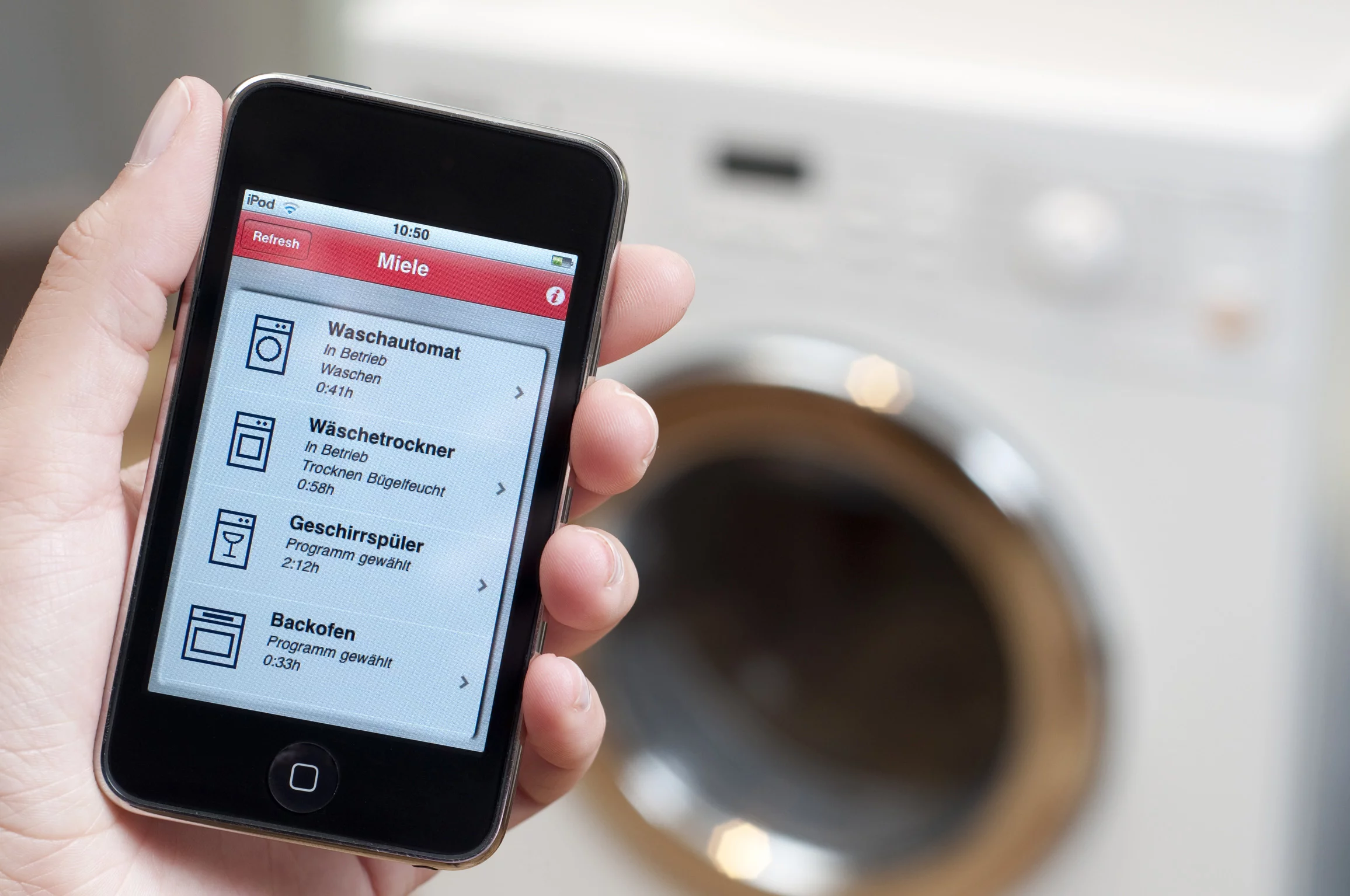 Miele's InfoControl Plus app allows users to monitor and control their appliances via their iPhone