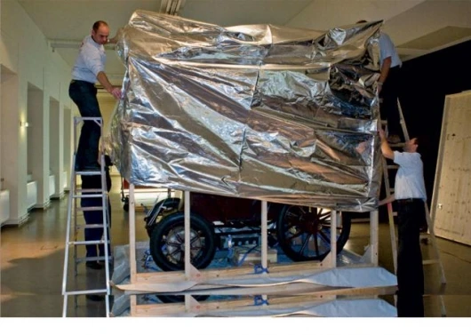 The precious automobile will be transported in a "climate crate"