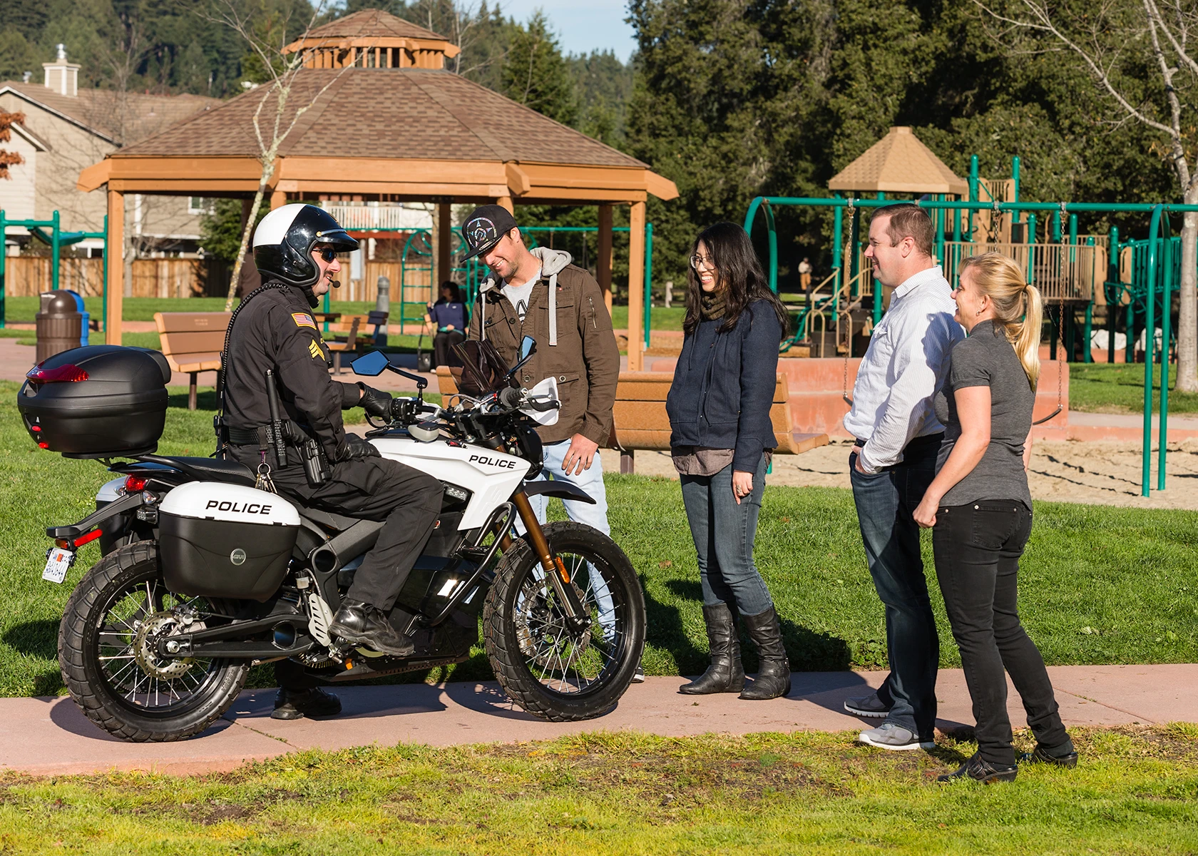 The versatile Zero DS Police/Security motorcycle providing an opportunity for a meet and greet