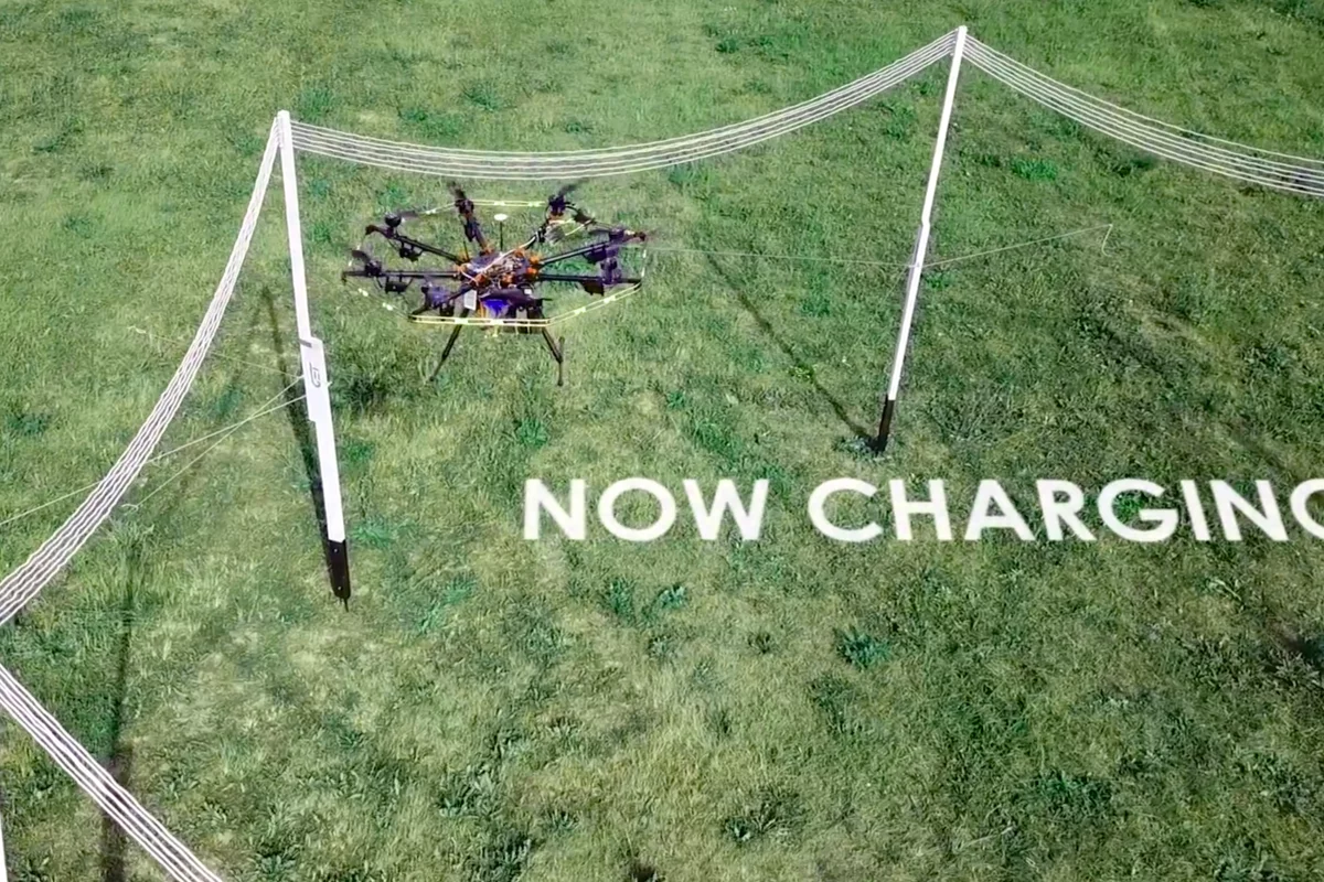 GET's in-flight charging stations could give industrial drones unlimited flight time – they just need to stop inside this induction loop for a few minutes to top up their batteries