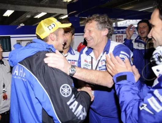 Rossi and Jeremy Burgess after the race. Burgess has more championships to his credit than does Rossi, having looked after Mick Doohan and Wayne Gardner too.