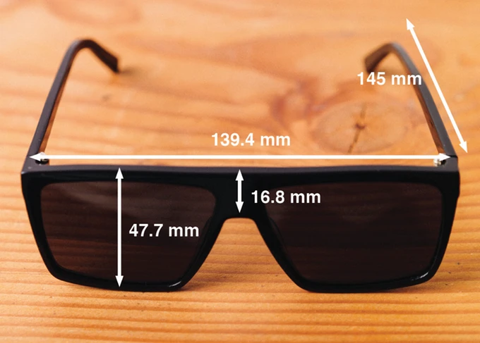 The dimensions of the glasses