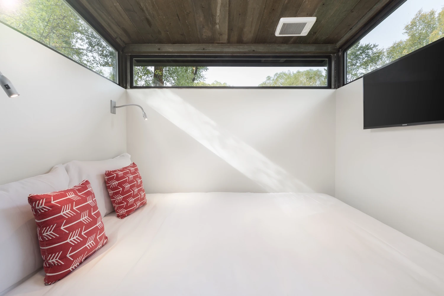The RoadHaus' bedroom is at the far-end of the home. It looks pretty snug in there but does have room to fit a double bed