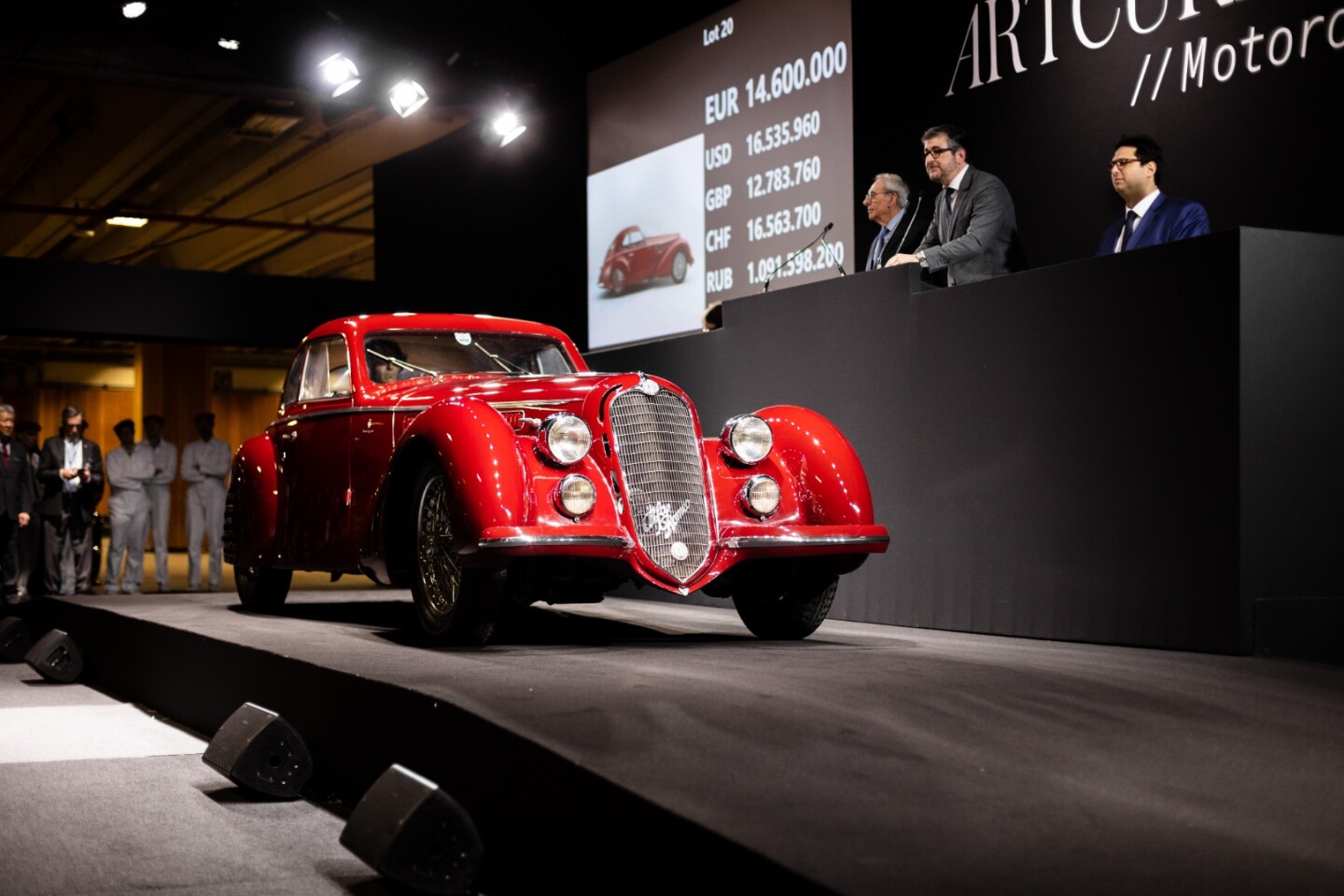 In selling for $19 million to an American collector, this 1939 Alfa Romeo 8C 2900 B Touring Berlinetta became the third most expensive pre-war car ever to sell at auction