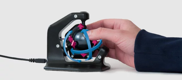 The 3D-Spheric-Mouse from axsotic offers digital artists one-handed, high resolution manipulation of objects in a 3D workspace