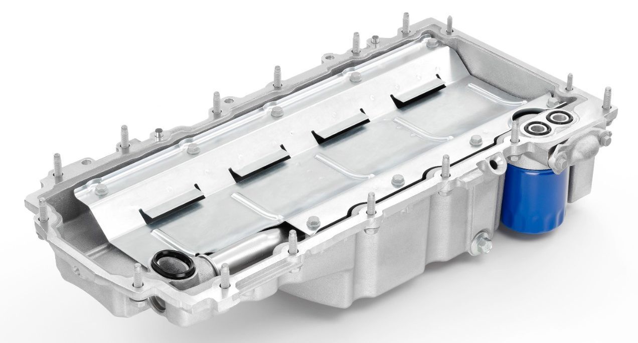 The Corvette LT1 V-8 oil pan and windage tray