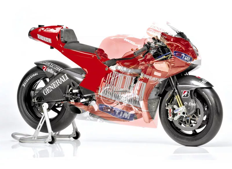 see-through illustration of the 2010 MotoGP Desmosedici GP10