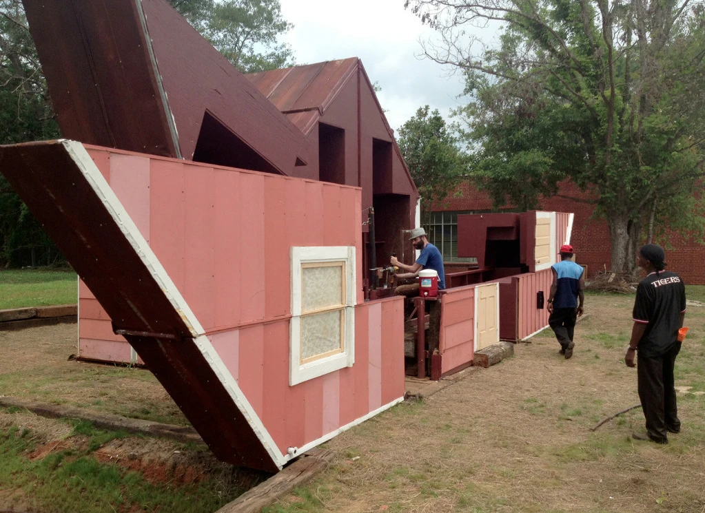 American conceptual artist Matthew Mazzotta converts an old abandoned house into a transformable open-air theater