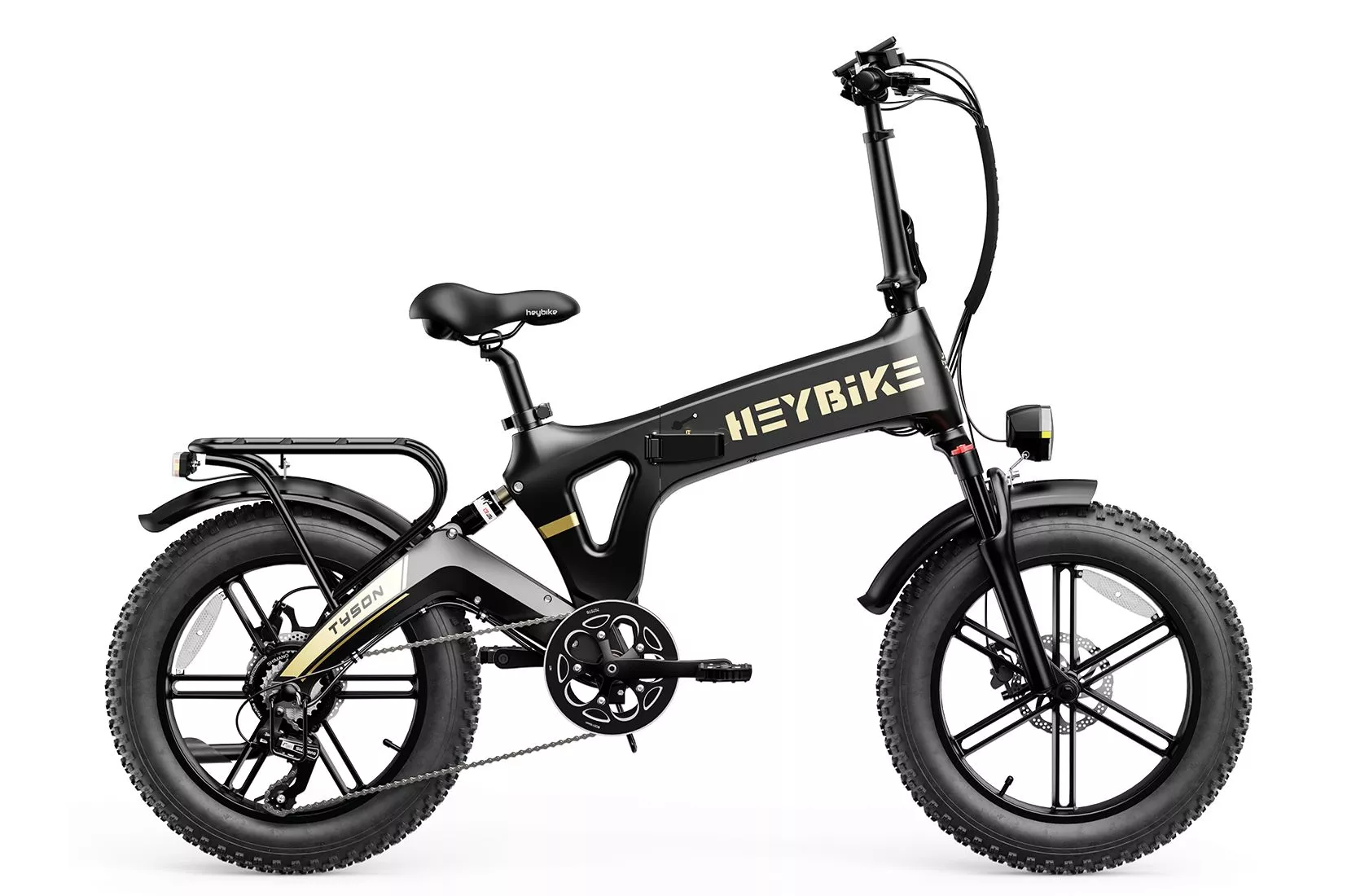 "Tyson’s unique frame geometry and folding unibody provide strength and aesthetics while also allowing the bike to be smaller and easier to fit into small spaces. All this, plus a powerful 750-watt motor makes Tyson the perfect balance of form and function," said Heybike's William Li