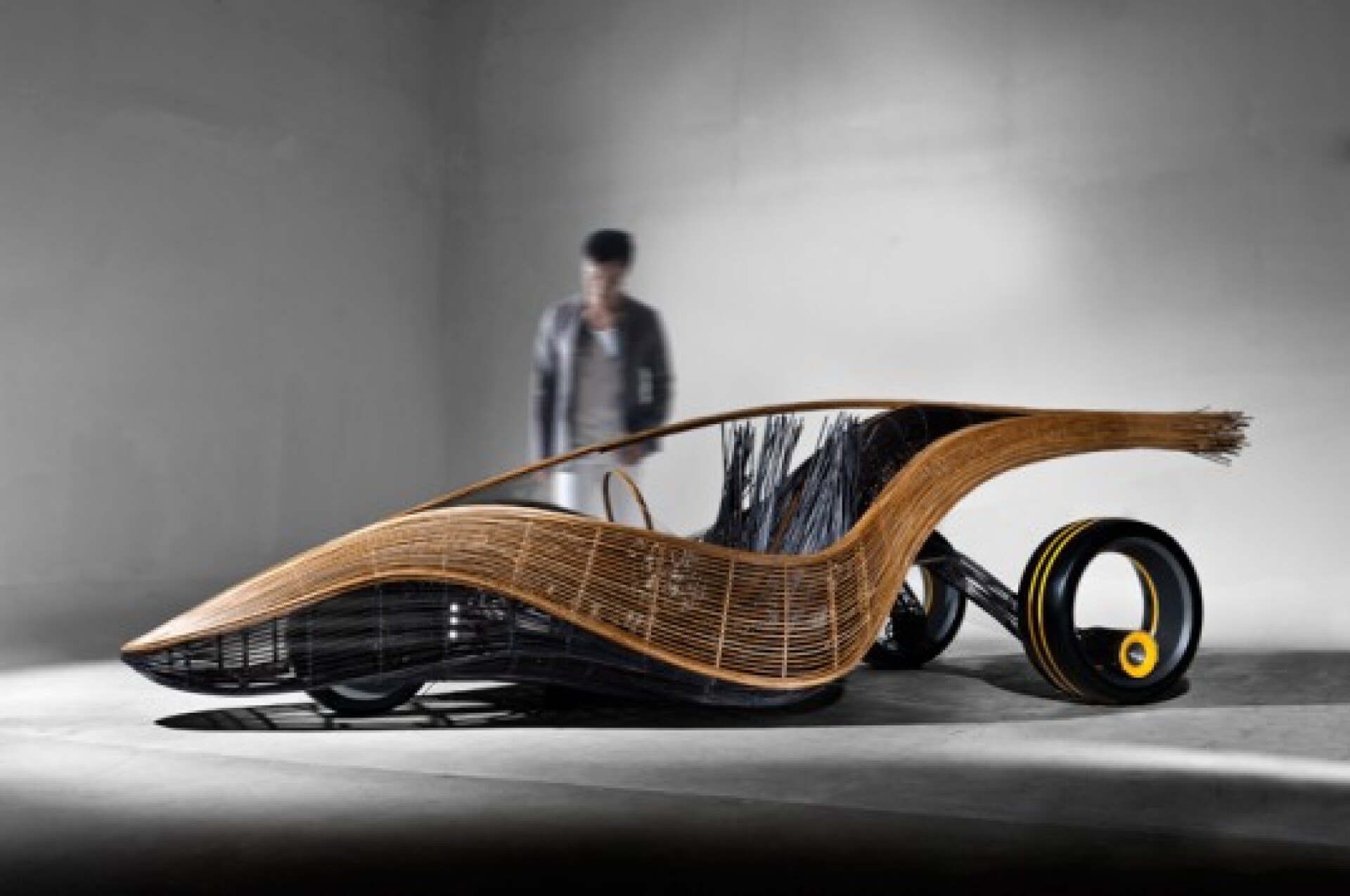 Biodegradable car made from rattan and bamboo