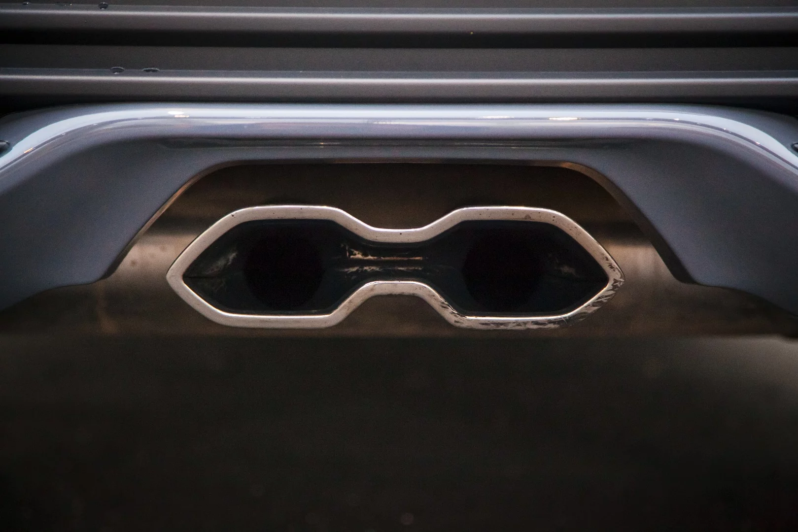 The funky-shaped exhaust is real, not just a fake for styling purposes