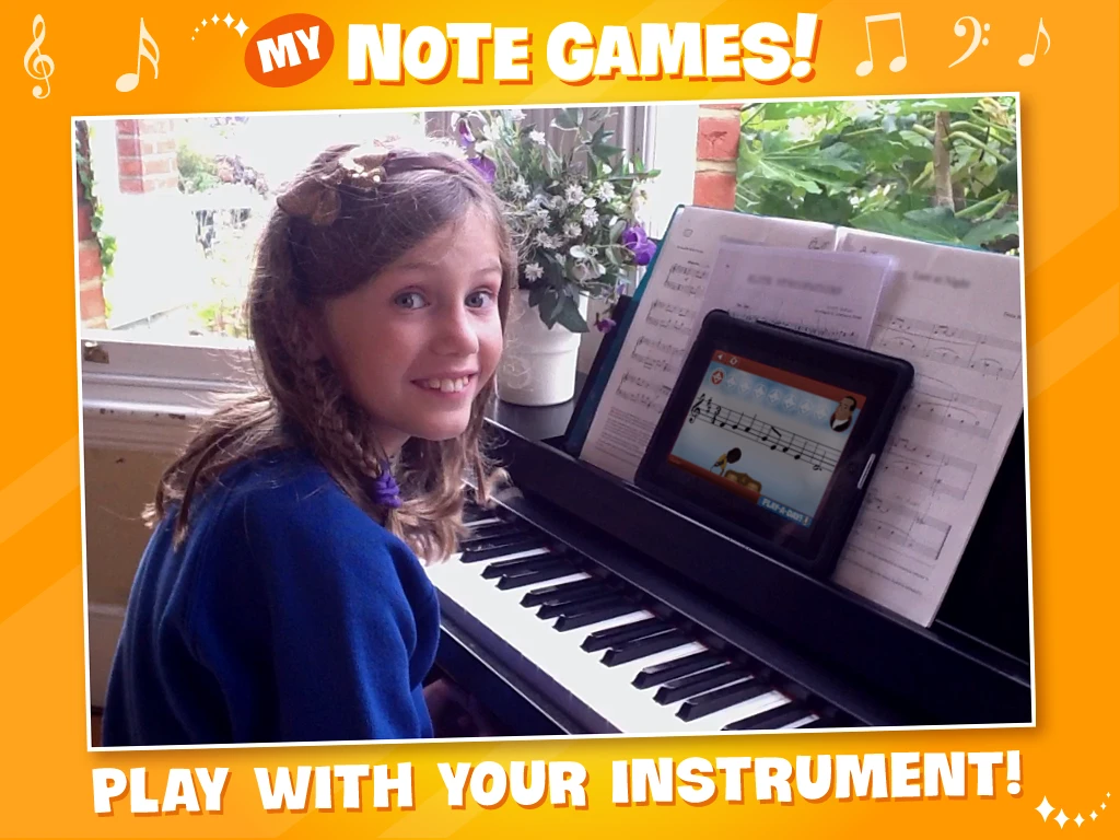 The My Note Games app uses simple games and note recognition technology to help kids develop sight reading, timing and tuneful playing skills
