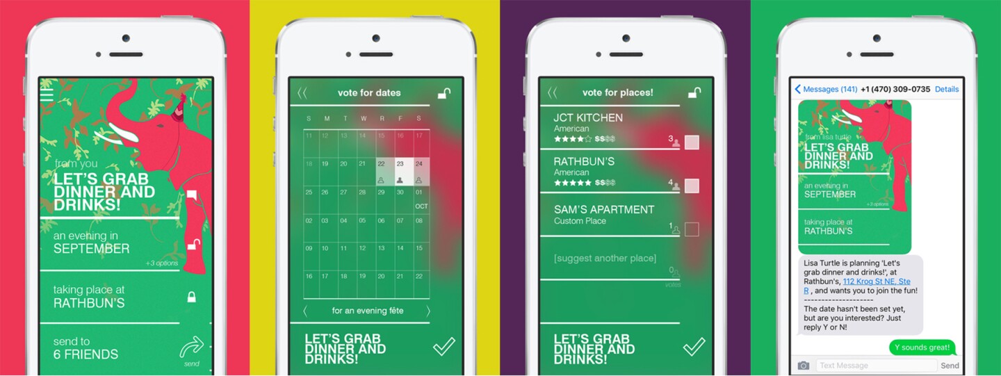 The Fete app is for invitations & RSVPs over text