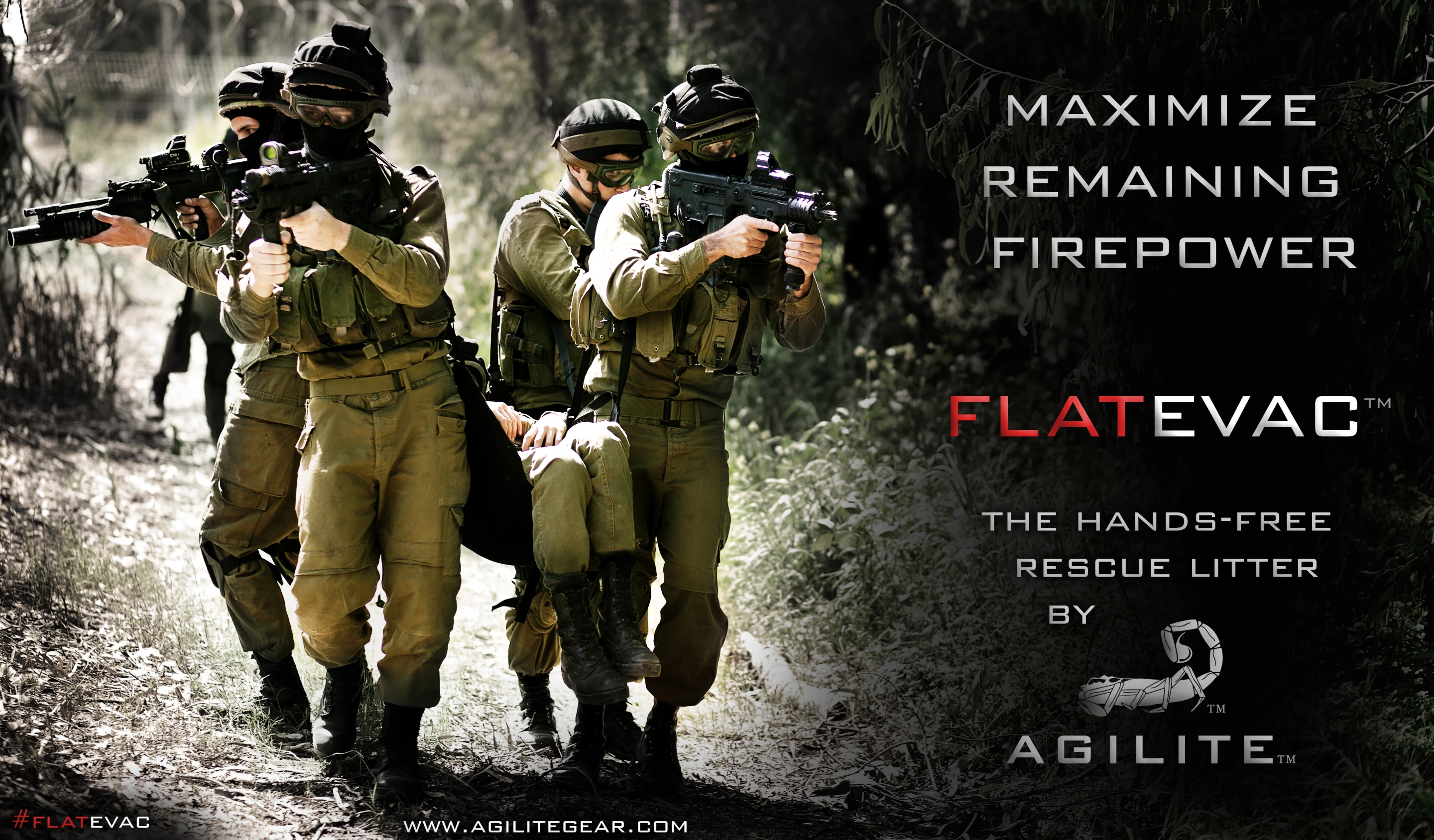 Four troops carry the wounded (Photo: Michael Alvarez-Pereyre)