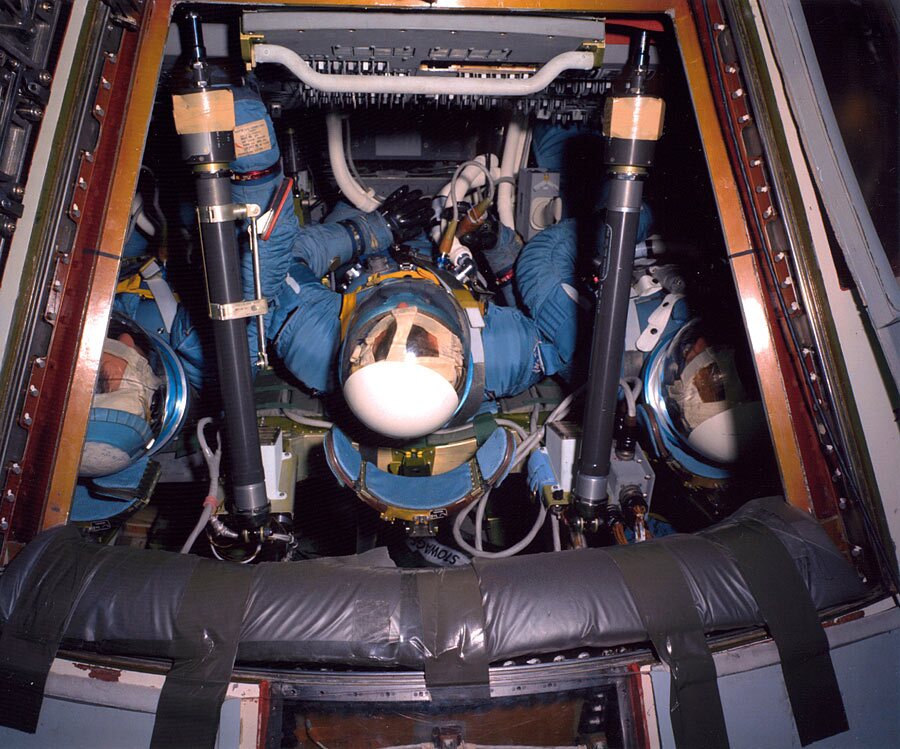 Apollo 9 crew training in the Command Module