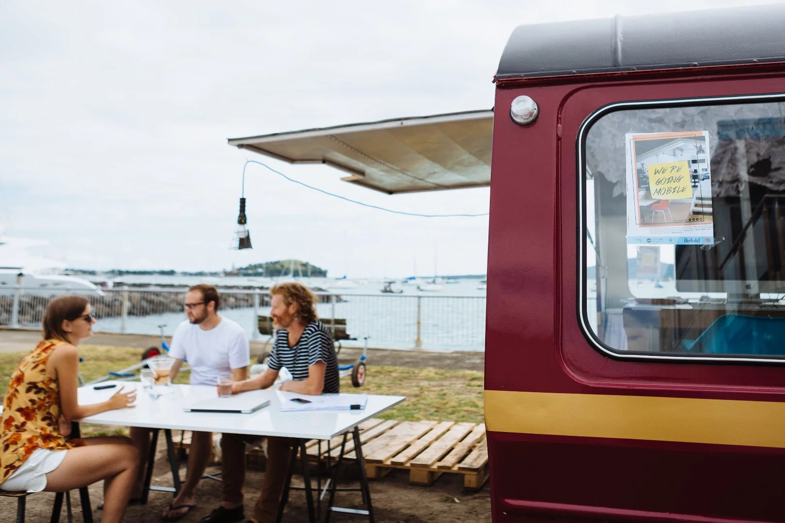 The portable office concept enables the team to enjoy the outdoors for longer