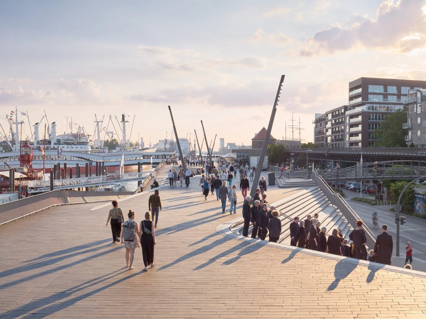 Though it doesn't sport the eye-catching curves of Zaha Hadid Architects' more ambitious works, the firm has nonetheless managed to put its stamp onto the Niederhafen River Promenade project