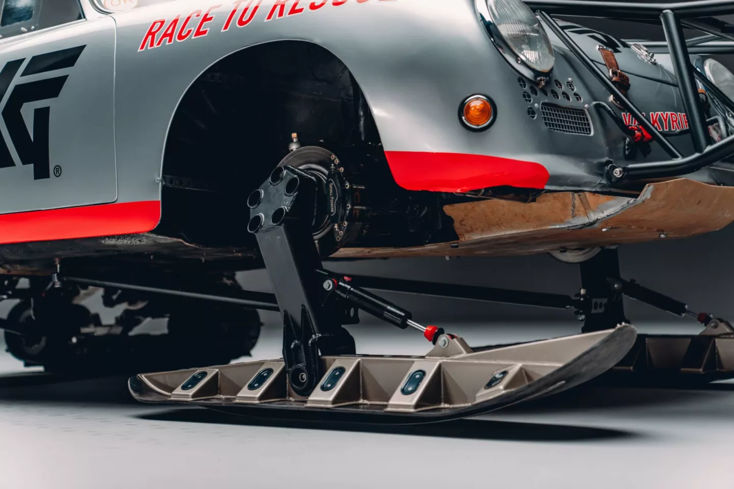 The suspended front skis of the Antarctic 356 will be tasked with breaking through soft snow and leveling it enough that the tracks can power through and not bury themselves