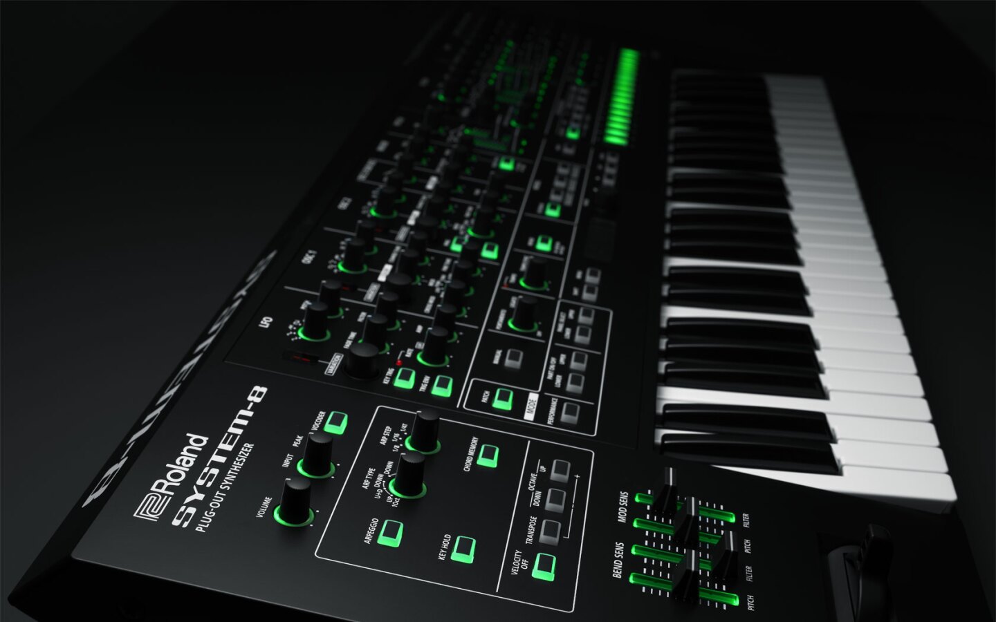 The "Plug-Out" part of the name refers to the System-8's ability to control up to three Roland software synthesizers