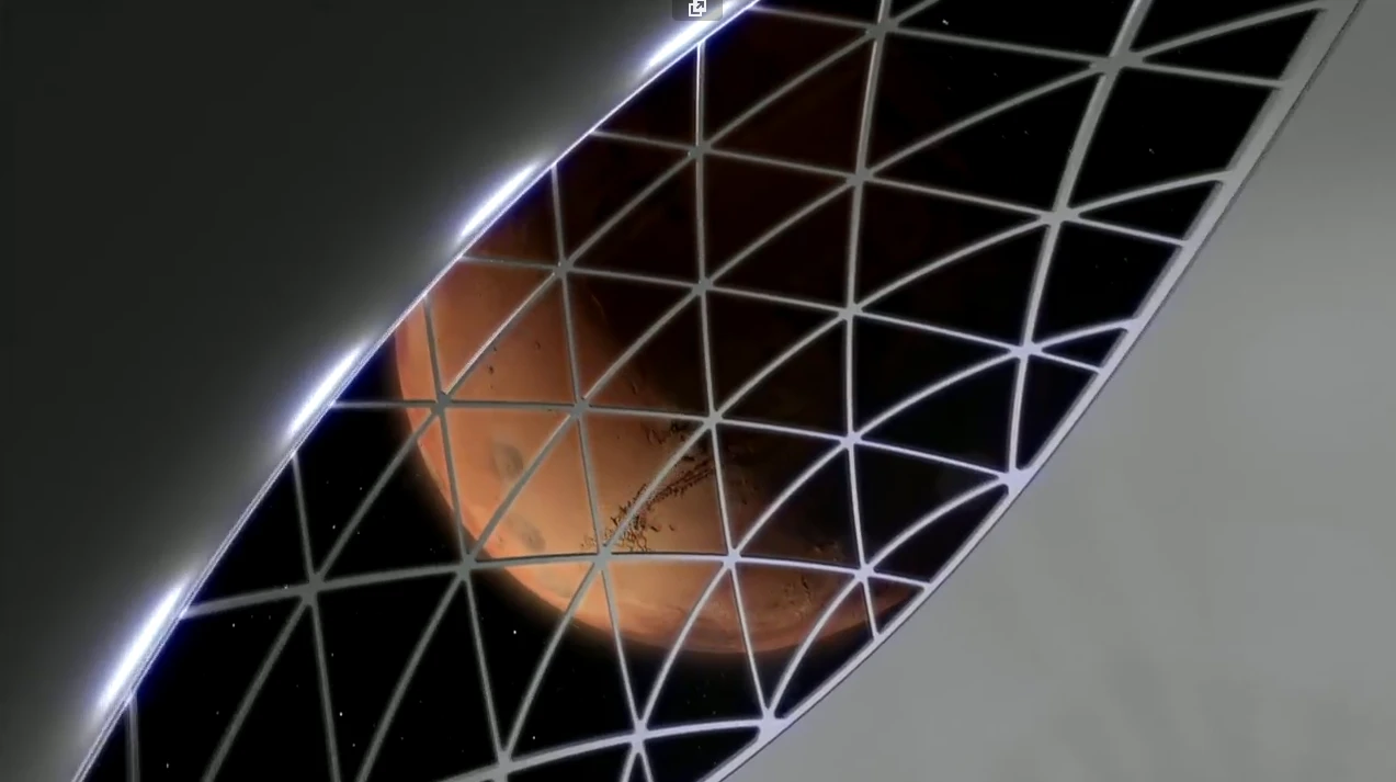 An artist's impression of how the view out of the space capsule at Mars might look