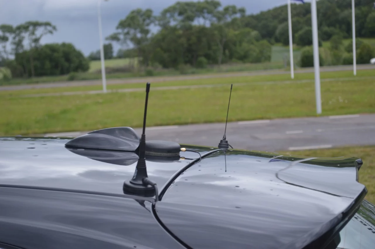 The autonomous parking prototype requires aerials to send and receive signals (Photo: Gizmag)