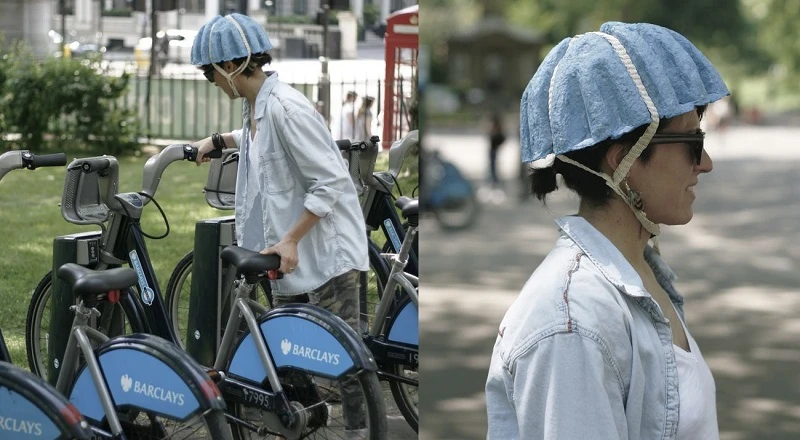 The Paper Pulp Helmet offers an affordable recyclable bicycle helmet for use with bike sharing schemes