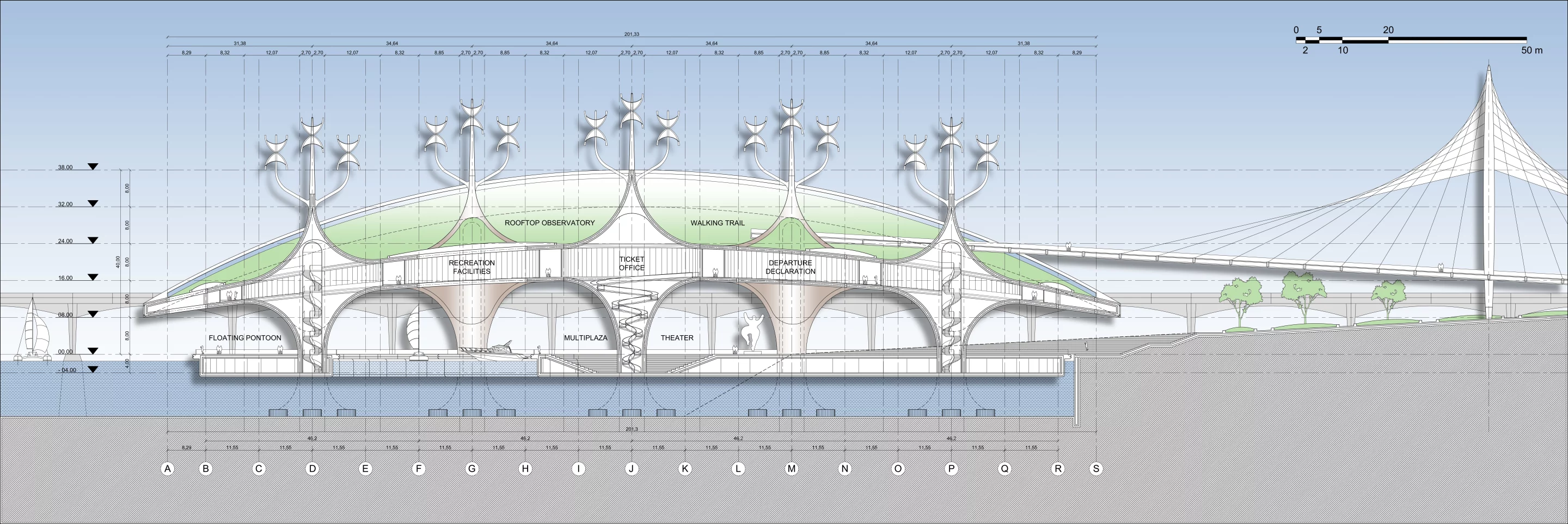 Architectural drawing of the Manta Ray
