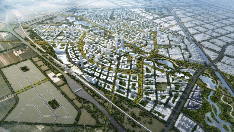 Bird's eye view of the 17.6-sq km (6.8-sq mile) master plan