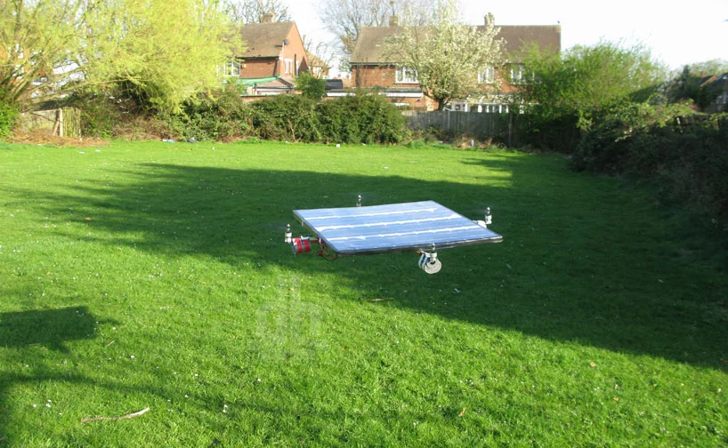 The first solarcopter prototype is designed to fly solely from energy generated from a photovoltaic panel.