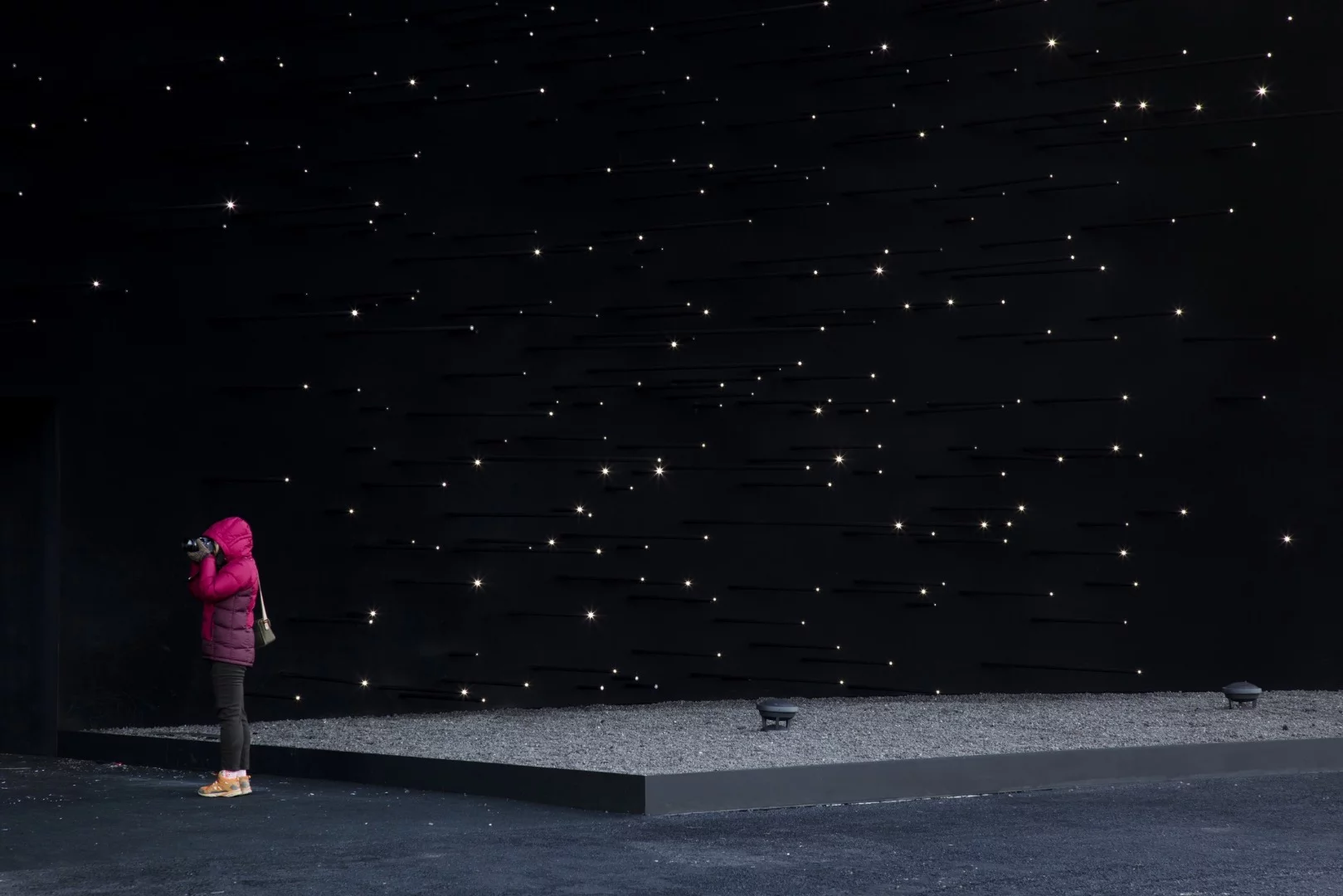 The super-black structure is covered in Vantablack VBx2 spray paint